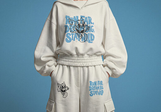 Oversized Hoodie And Sweatpants Mockup