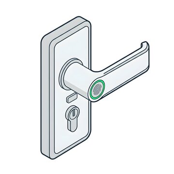 Smart biometric door handle with fingerprint scanner isometric icon