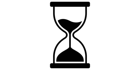Black hourglass icon representing time passing and measurement for concepts of urgency or duration. © Sonia