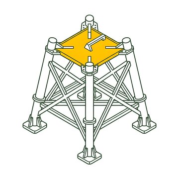 Isometric industrial subsea foundation structure illustration