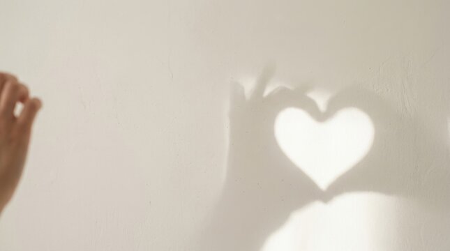 Heart Shaped Shadow Formed by Hands Casting Light on a Textured Wall