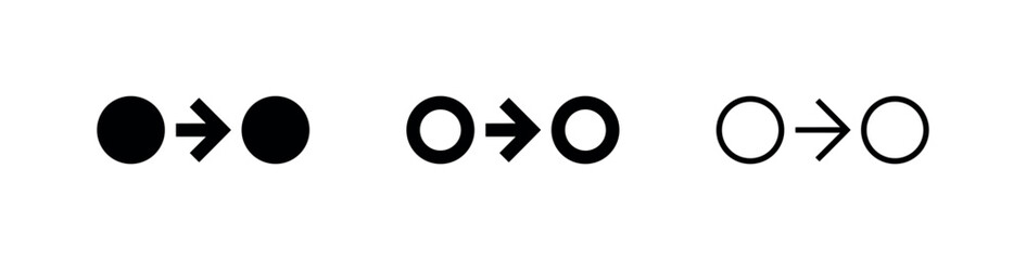 Fototapeta premium Process flow icon set. Filled, outlined, and linear style dot to dot with arrow symbols. Workflow and development vector illustration.