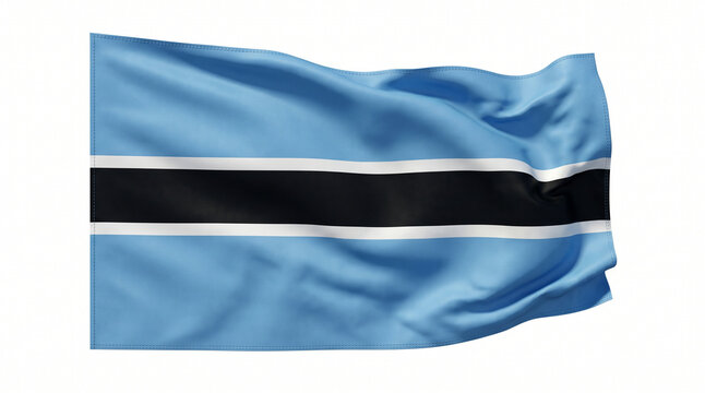 Realistic Waving Botswana National Flag Isolated on White Background
