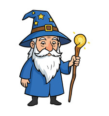 cartoon wizard with magic wand © sena