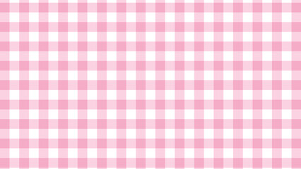 Pink and white gingham checkered pattern textile texture background with fabric pattern check...