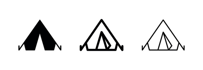 Tent icon set in three different line weights and solid style © liubomir118809