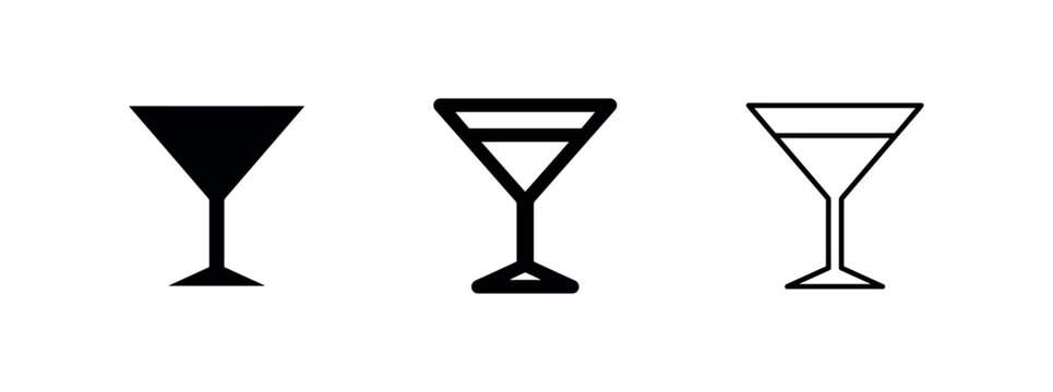 Martini or cocktail glass icon set, perfect for bars, drinks menus, and nightlife themes.