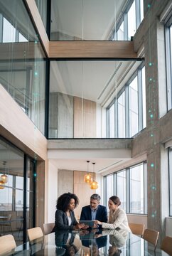 Business team meeting in open office