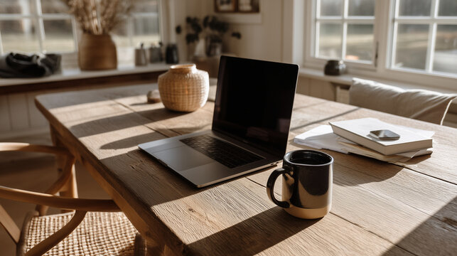 A modern freelance workspace scene, perfect for remote work, productivity, and creative themes.
