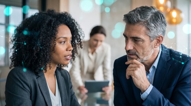 Woman executive discussing strategy with colleague