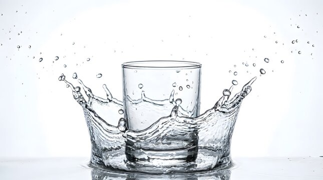 Close-up of Water Splash in a Glass with Dynamic Motion