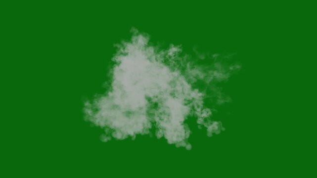 Realistic 4k cinematic smoke effect isolated on green screen in slow motion