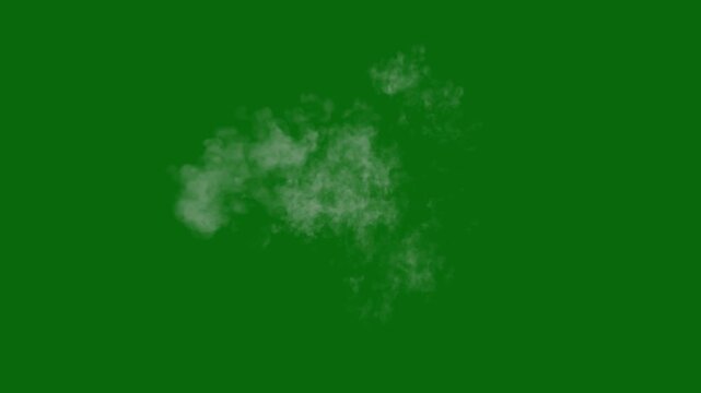 Realistic 4k cinematic smoke effect isolated on green screen in slow motion
