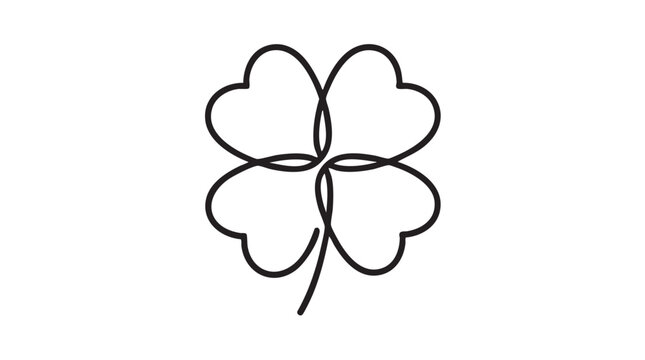 elegant clover vector icon with continuous line art, a simple design for luck and fortune continuous line art vector icon