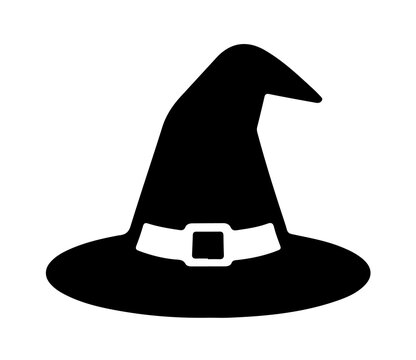 Minimalist pointed wizard hat line art spooky magic symbol