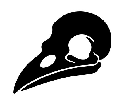 Bird skull vector icon black and white halloween raven