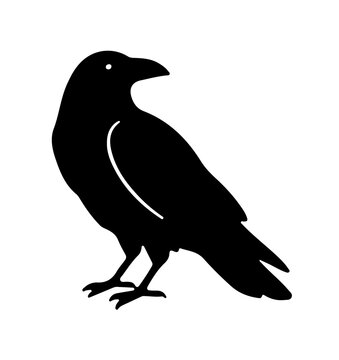 Minimalist perched bird line art spooky gothic holiday symbol