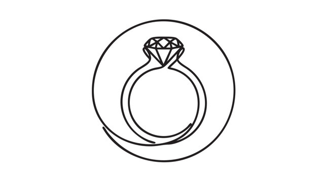 elegant diamond ring vector icon with continuous line art continuous line art vector icon