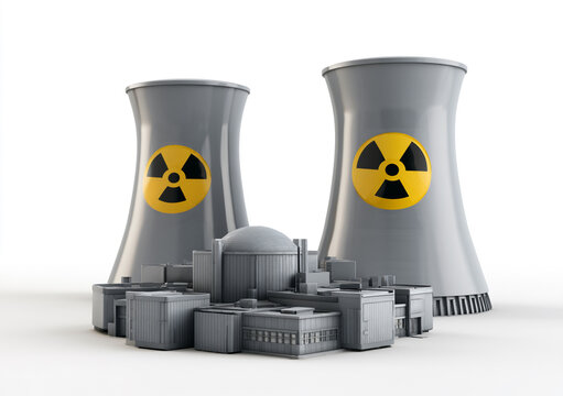 Nuclear Waste Barrel with Radioactive Warning Symbol at Nuclear Power Plant, Toxic Hazardous Waste Container for Energy Industry, Environmental Pollution and Radiation Safety
