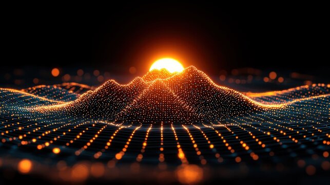 Dotted landscape under a bright sun effect