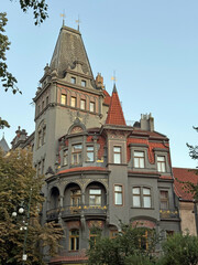 Obraz premium Historic architecture and famous landmarks in central Prague during traveling, Czech Republic 