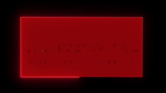 Red neon rectangular frame glows vibrantly with an intense crimson light against a black backdrop, offering a futuristic glowing border for modern digital banners, cyber signages, and media designs.