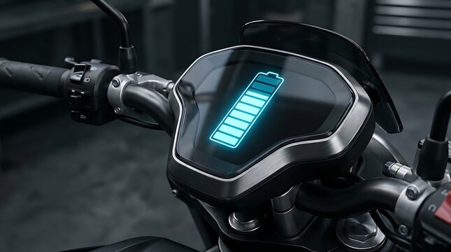 Electric Scooter Dashboard Displaying Full Battery Charge.
