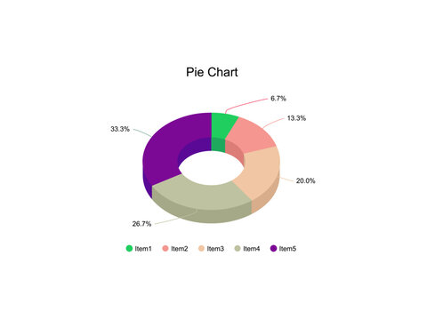 Modern infographic with 3D pie charts and graph bars for advertising apps logos web banners UI UX dashboards business analytics presentations and colorful data visualization vector assets