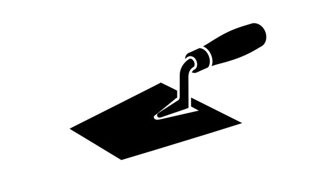 Black construction trowel icon for building and masonry