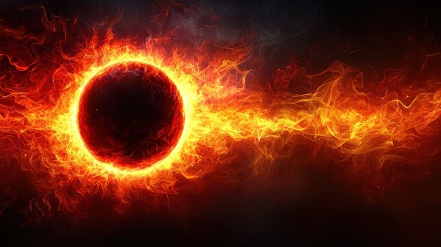 Fiery orb emits intense, radiant energy trail