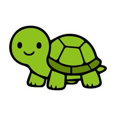 Obraz premium Cute cartoon animal character illustration with simple shapes, funny expression, friendly design, thick black outline, clean vector style, and white background.
