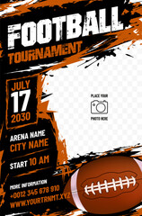 Fototapeta premium American football tournament poster background with place for your photo and text