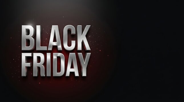 Black friday metallic 3d text on dark background