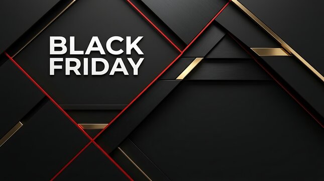 Black friday geometric abstract background with red accents