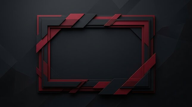 Abstract dark red and black geometric frame