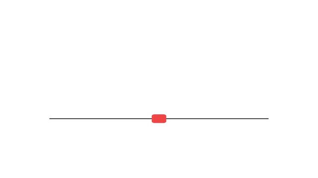 Minimalist abstract design with a red square and a horizontal line on a white background.