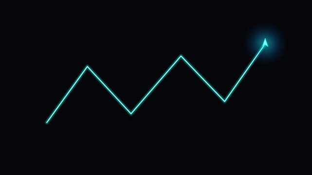 Glow up financial graph with glowing arrow showing business growth and success concept