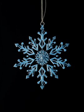 Geometric snowflake ornament on a dark background, festive, design
