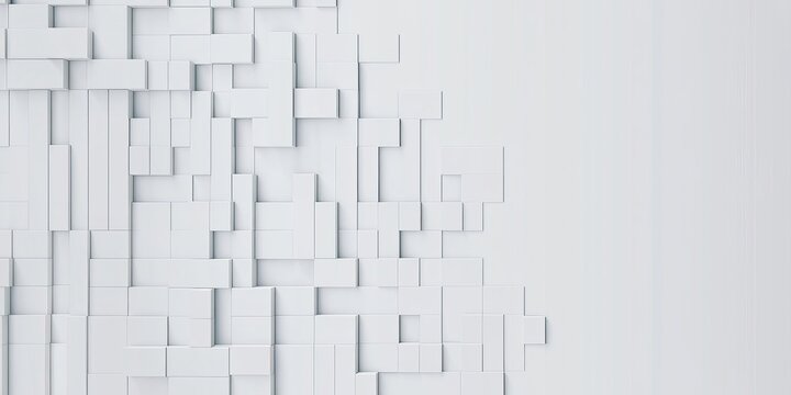 Abstract background, of white rectangular, blocks of varying, heights and sizes, arranged in a, grid pattern to, create a3, d relief texture, with soft shadows, and clean lighting
