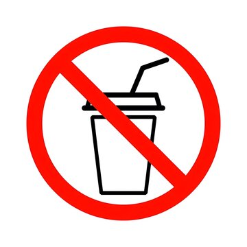 No Drinks Prohibition Sign Icon Isolated on White Background