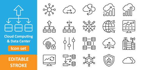 Fototapeta premium Cloud Services Architecture and SaaS Icon Set