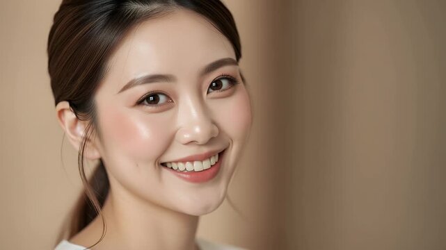 Captivating video showcasing a warm inviting smile highlighting confidence and positivity