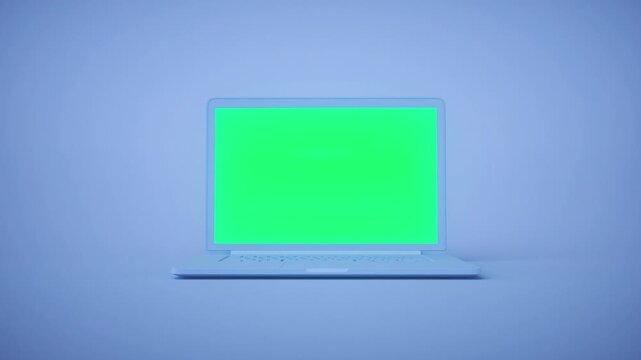 Modern Portable Computer With Blank Green Display for Digital Presentation