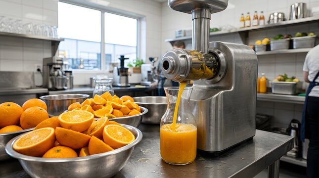 Cold-Press Juice Extractor in a Small Production Kitchen