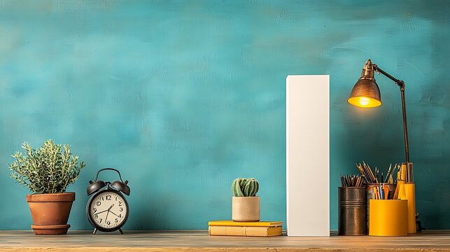 Workspace mockup with blank vertical surface