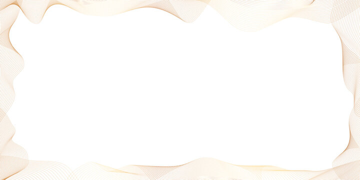 abstract golden wavy line frame banner on white background with copy space
