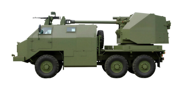 Modern Serbian wheeled 105mm self-propelled howitzer