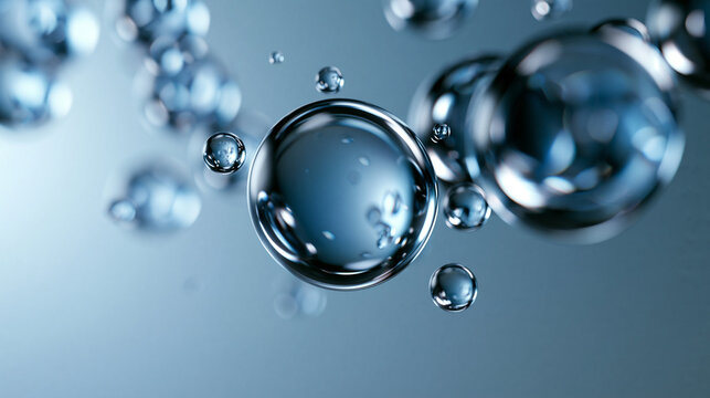 Floating Transparent Water Droplets and Bubbles Background