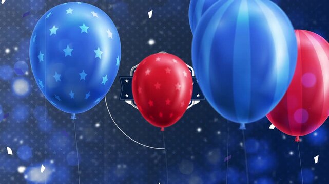 The 4th of July, Independence Day with Balloons Dark Background Animation