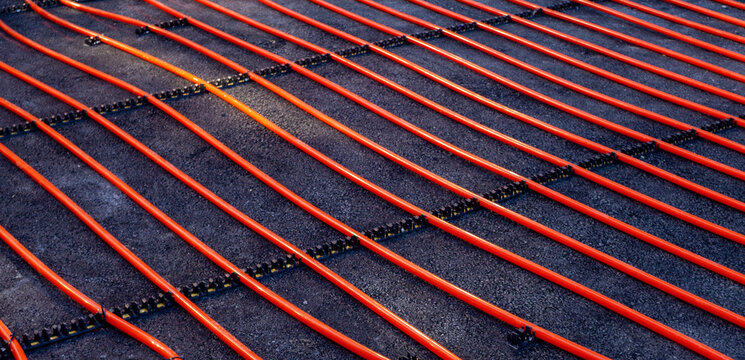 Underfloor heating pipes installing modern radiant outdoor floor system